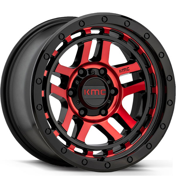 KMC KM540 Recon Gloss Black with Red Tint Center Cap