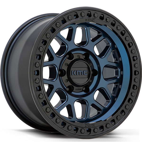 KMC KM549 GRS Midnight Blue with Gloss Black Lip Center Cap