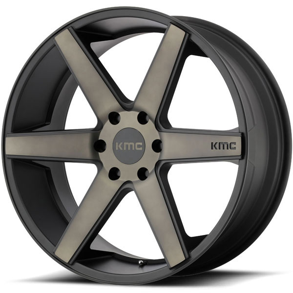 KMC KM704 Matte Black with Dark Tint Clear Coat Face Center Cap