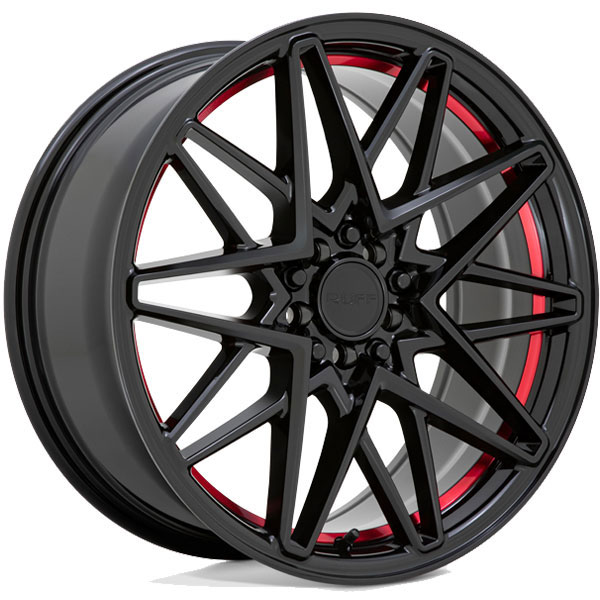 Ruff Racing Clutch Gloss Black with Machined Red Inner Lip Center Cap