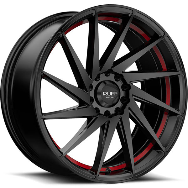 Ruff Racing R363 Satin Black with Red Undercut Center Cap