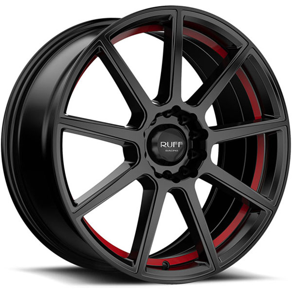 Ruff Racing R366 Satin Black with Red Undercut Center Cap