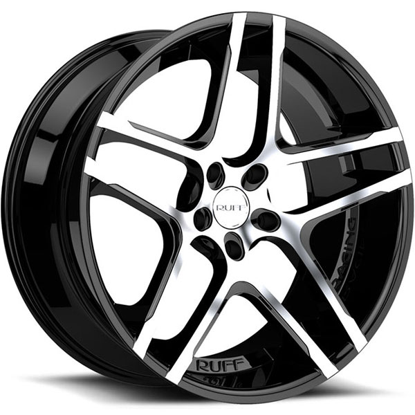 Ruff Racing R954 Gloss Black with Machined Face Center Cap