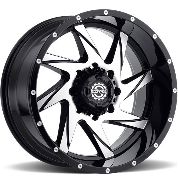 Scorpion Off-Road SC-23 Gloss Black with Machined Face Center Cap