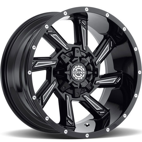 Scorpion Off-Road SC-25 Gloss Black with Milled Spokes Center Cap