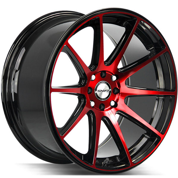 Shift Gear Gloss Black with Candy Red Machined Face Center Cap