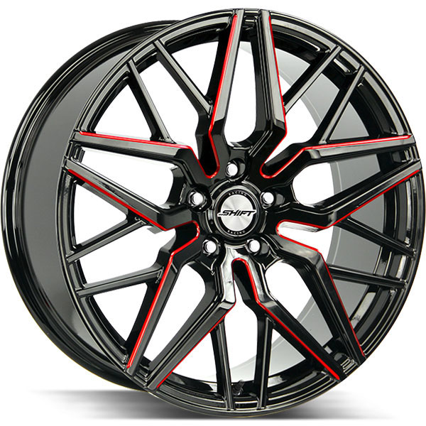 Shift Spring Gloss Black with Candy Red Milled Spokes Center Cap