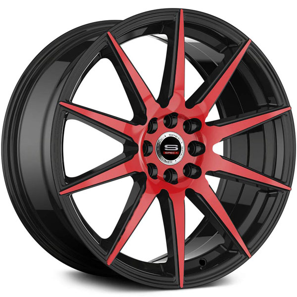 Spec-1 SP-51 Gloss Black with Red Milled Spokes Center Cap