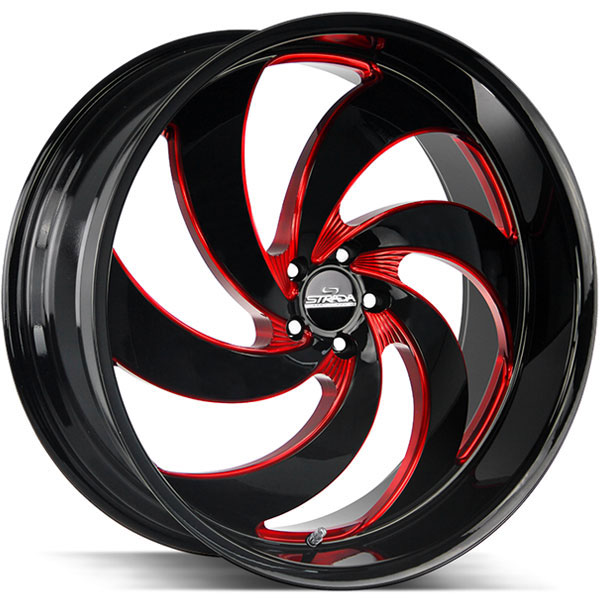 Strada Street Classic Retro 6 Gloss Black with Candy Red Milled Spokes Center Cap