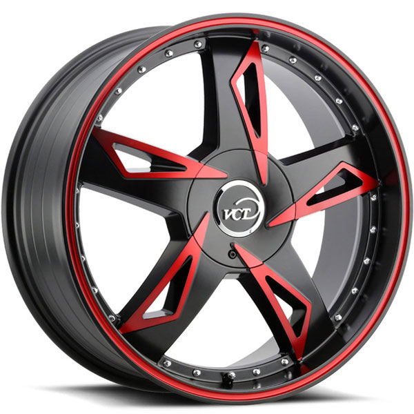 VCT V84 Satin Black with Machined Red Face Center Cap