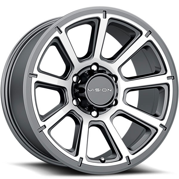 Vision 353 Turbine Gunmetal with Machined Face 6 Lug Center Cap