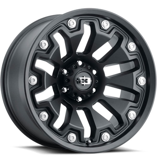 Vision 362 Armor Gloss Black with Milled Spokes and Grey Bolts Center Cap