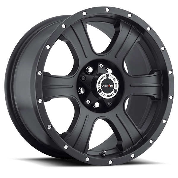 Vision Off-Road 396 Assassin Matte Black with Rivets Center Cap