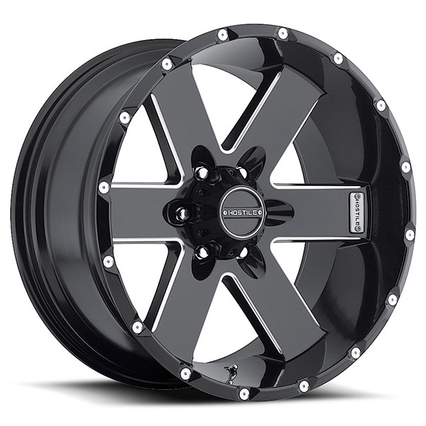 Hostile H100 Moab Blade Cut Satin Black with Milled Accents 6 Lug