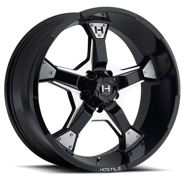 Hostile H101 Knuckles Blade Cut Satin Black with Milled Accents 5 Lug