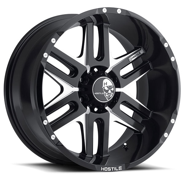 Hostile H104 Zombie Blade Cut Satin Black with Milled Accents 6 Lug