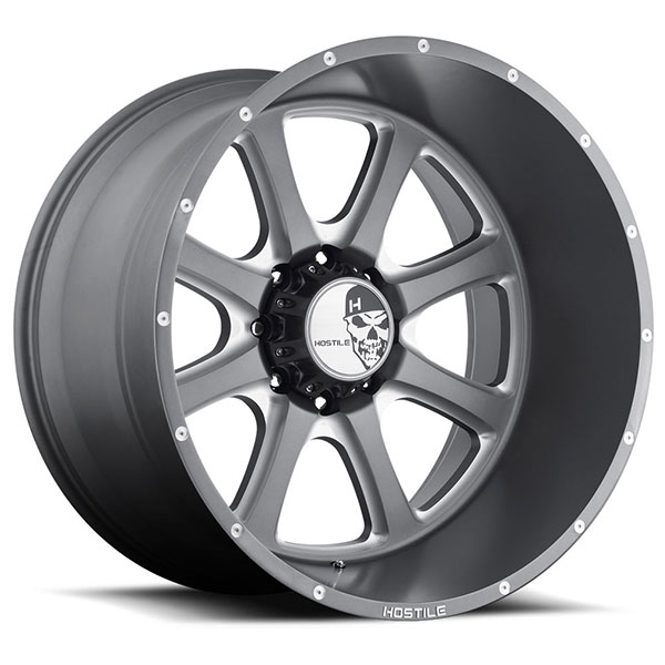 Hostile H105 Exile Iron Cut Anthracite Gray with Milled Accents 8 Lug